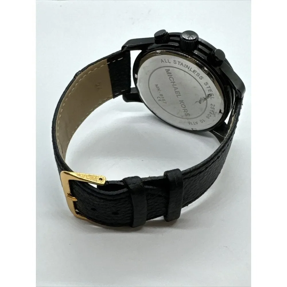 Michael Kors Runway MK8157 Men's Stainless Steel Analog Black Dial Watch JNA732